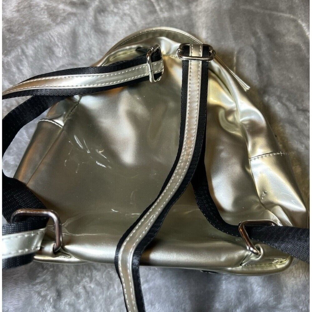 Sondra Roberts Squared Silver Metallic Geometric Pattern Mini Backpack Bag - Picture 3 of 15